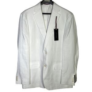 Tommy Hilfiger Men's Modern-Fit 100% Linen Sport Coat Bright White 42L $295